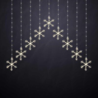 Festive 120cm x 120cm Snowflake Curtain Light Warm White