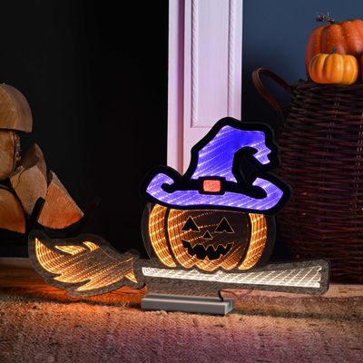 Festive 60cm Halloween Pumpkin and Broom Infinity Light