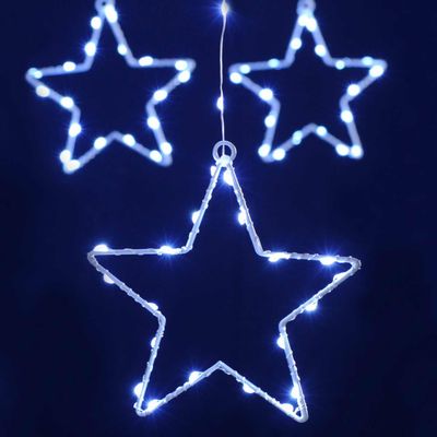 Festive 120cm x 60cm Star Curtain Light Cool White