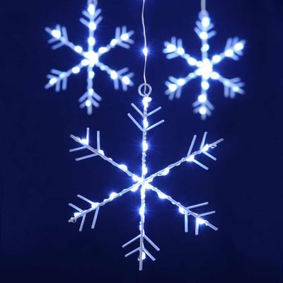 Festive 120cm x 60cm Snowflake Curtain Light Cool White