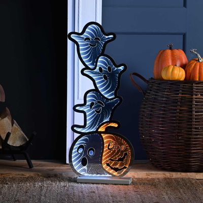Festive 60cm Halloween Ghosts with Pumpkin Infinity Light