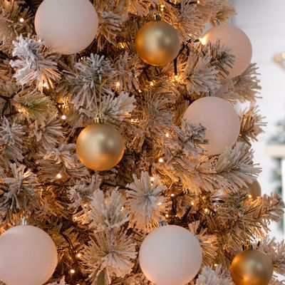 Festive Indoor & Outdoor 8ft Christmas Tree Compact Lights 1500 Antique Gold LEDs