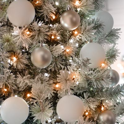 Festive Indoor & Outdoor 8ft Christmas Tree Glow-Worm Lights 1500 White & Warm White LEDs