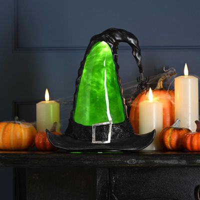 Festive 24cm Battery Operated Witch's Hat LED Water Spinner - Thumbnail 2