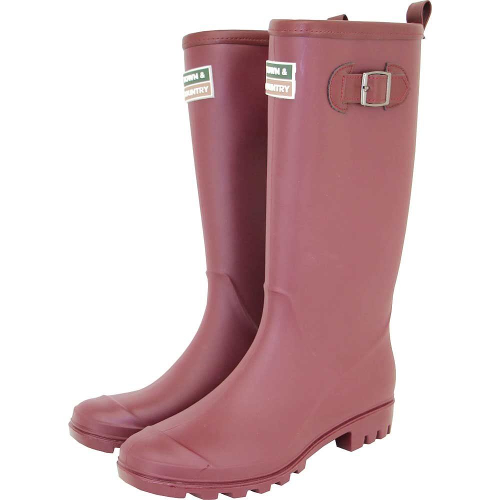 Town and Country Burford PVC Wellington Boots Aubergine Size 8 - Image 1