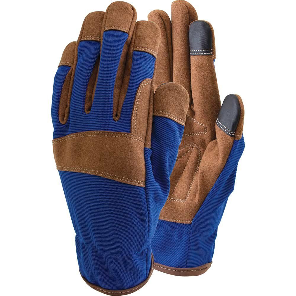 Town and Country All Purpose Synthetic Leather Work Gloves Blue / Brown M - Image 1