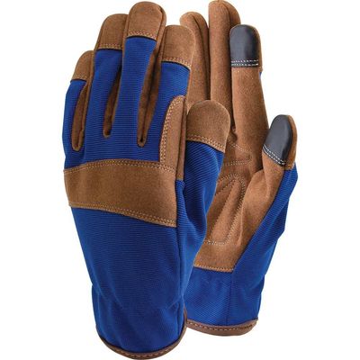 Town and Country All Purpose Synthetic Leather Work Gloves Blue / Brown M