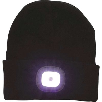 Town and Country Beanie Hat and Rechargeable LED Head Torch Black One Size