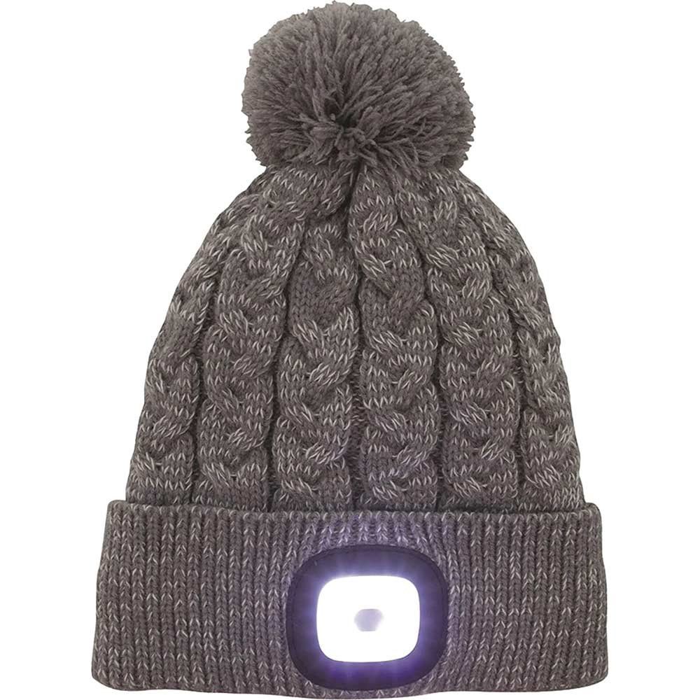 Town and Country Bobble Hat and Rechargeable LED Head Torch Grey One Size - Image 1
