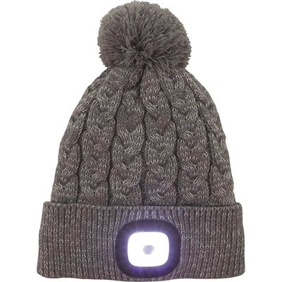 Town and Country Bobble Hat and Rechargeable LED Head Torch Grey One Size