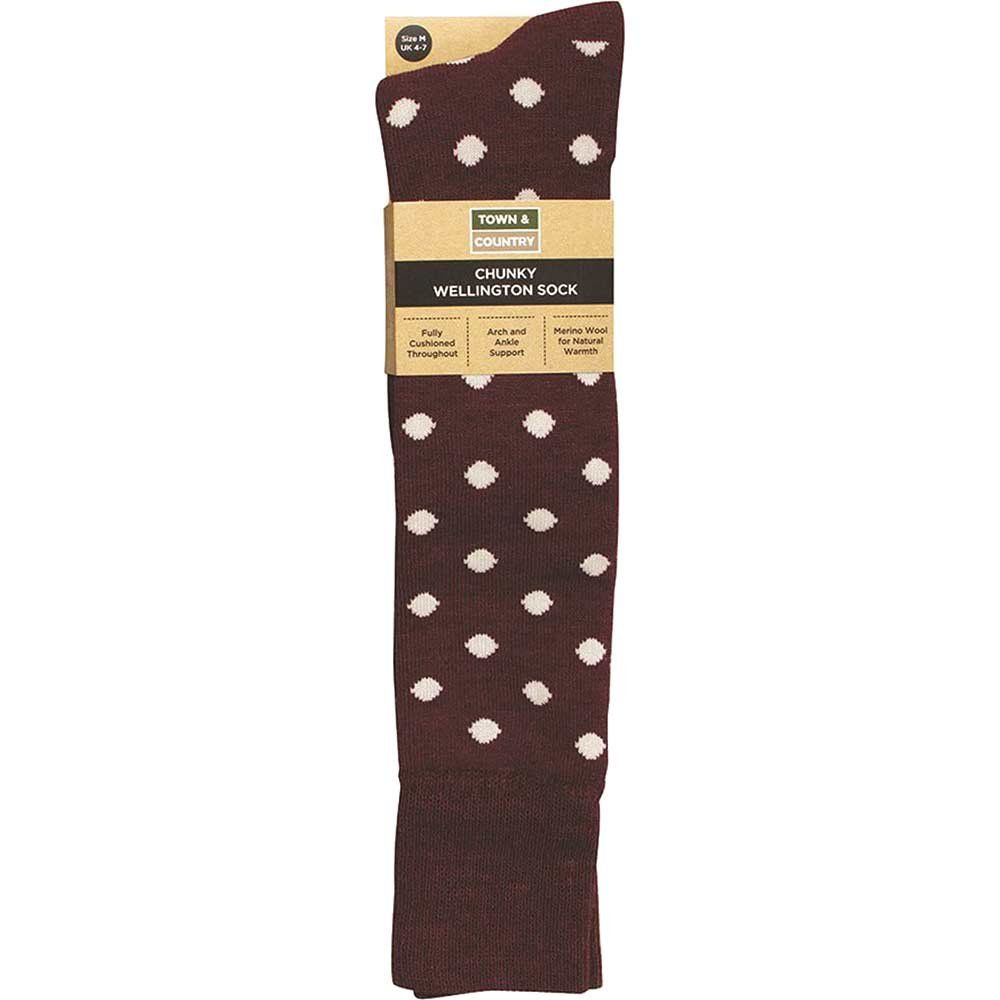 Town and Country Aubergine Chunky Wellington Boot Socks 4 - 7 - Image 1