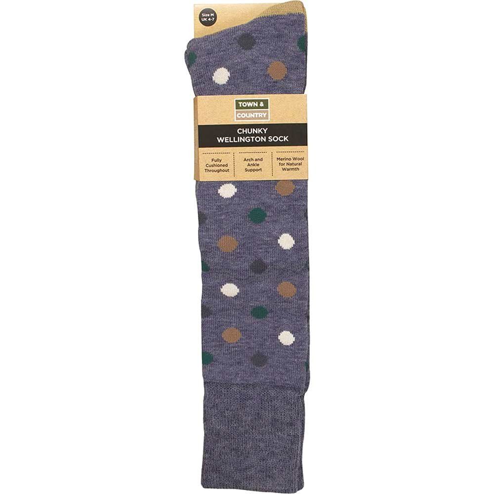Town and Country Multi Spot Chunky Wellington Boot Socks 4 - 7 - Image 1