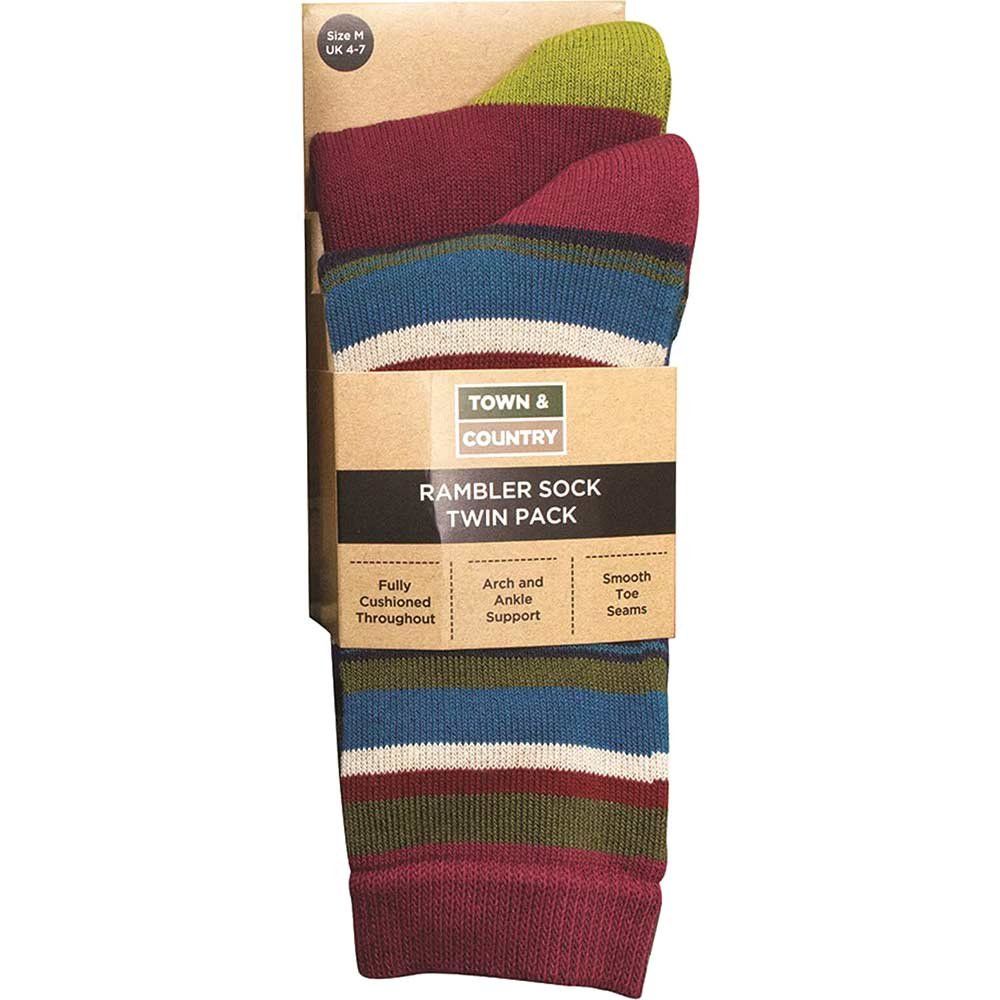 Town and Country MultiColoured Rambler Socks Twin Pack 4 - 7 - Image 1