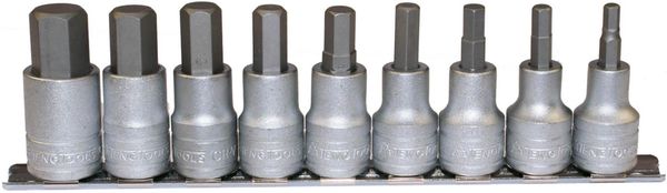 Teng M1212 1/2In Drive M1212 Hex Socket Clip Rail Set 9 Piece