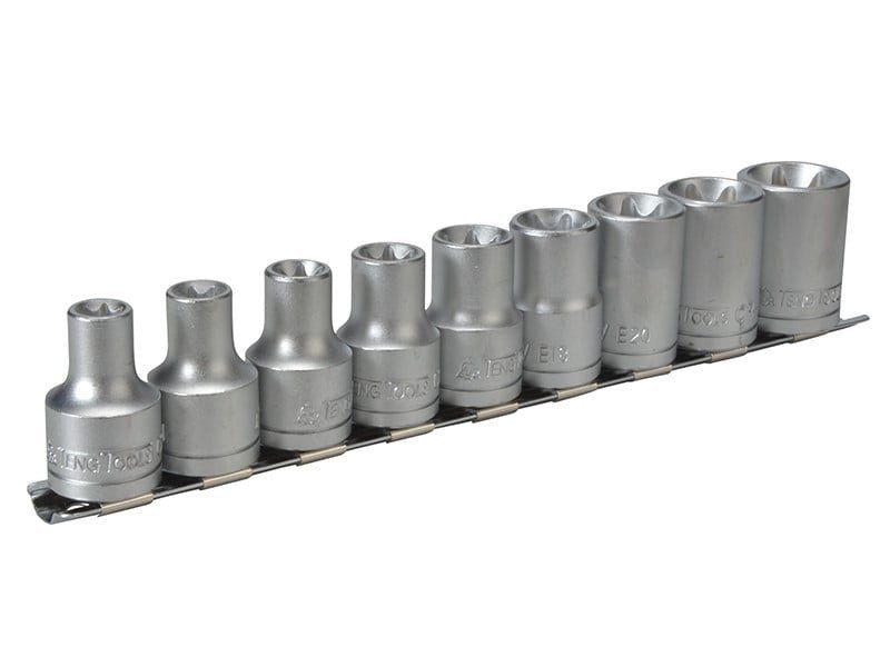 Teng M1210 1/2In Drive M1210 External Torx Socket Clip Rail Set 9 Piece - Image 1