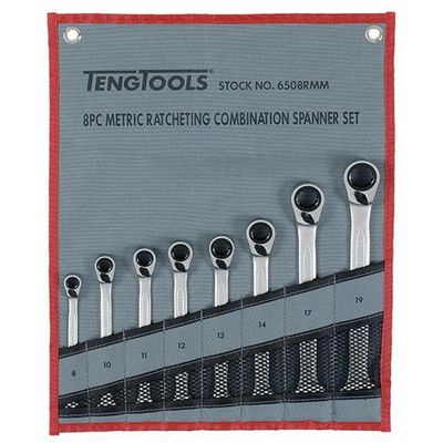 Teng 6508RMM Ratcheting Combination Spanner Set 8 Piece - Thumbnail 2