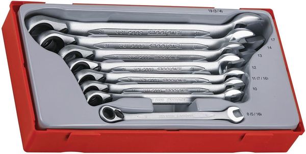 Teng TT6508R 8 piece 8 - 19mm Ratcheting Combination Spanner Set