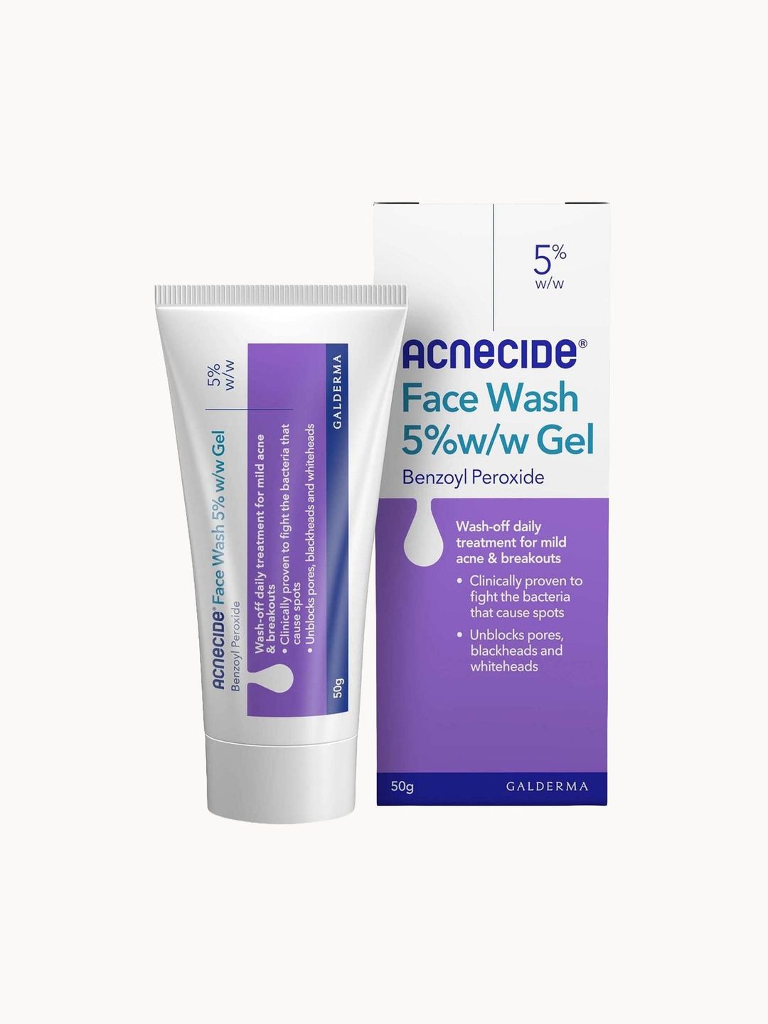 Acnecide Face Wash Spot Treatment with Benzoyl Peroxide 50g - Image 1