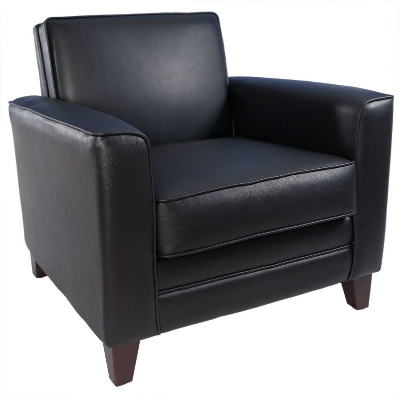 Teknik Office Newport Leather Faced Reception Armchair Black - N3561 D - Image 1