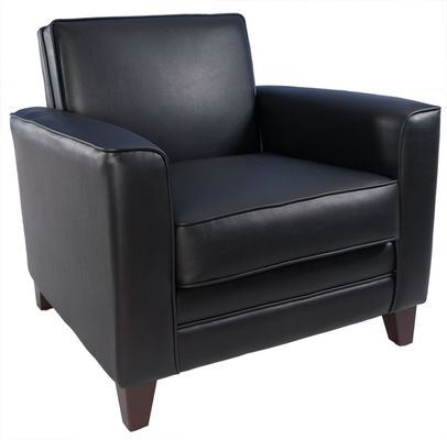Teknik Office Newport Leather Faced Reception Armchair Black - N3561 D