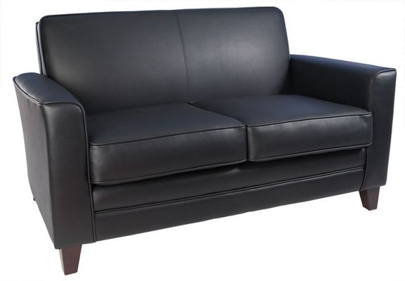 Teknik Office Newport 2 Seater Leather Faced Reception Sofa Black - N3
