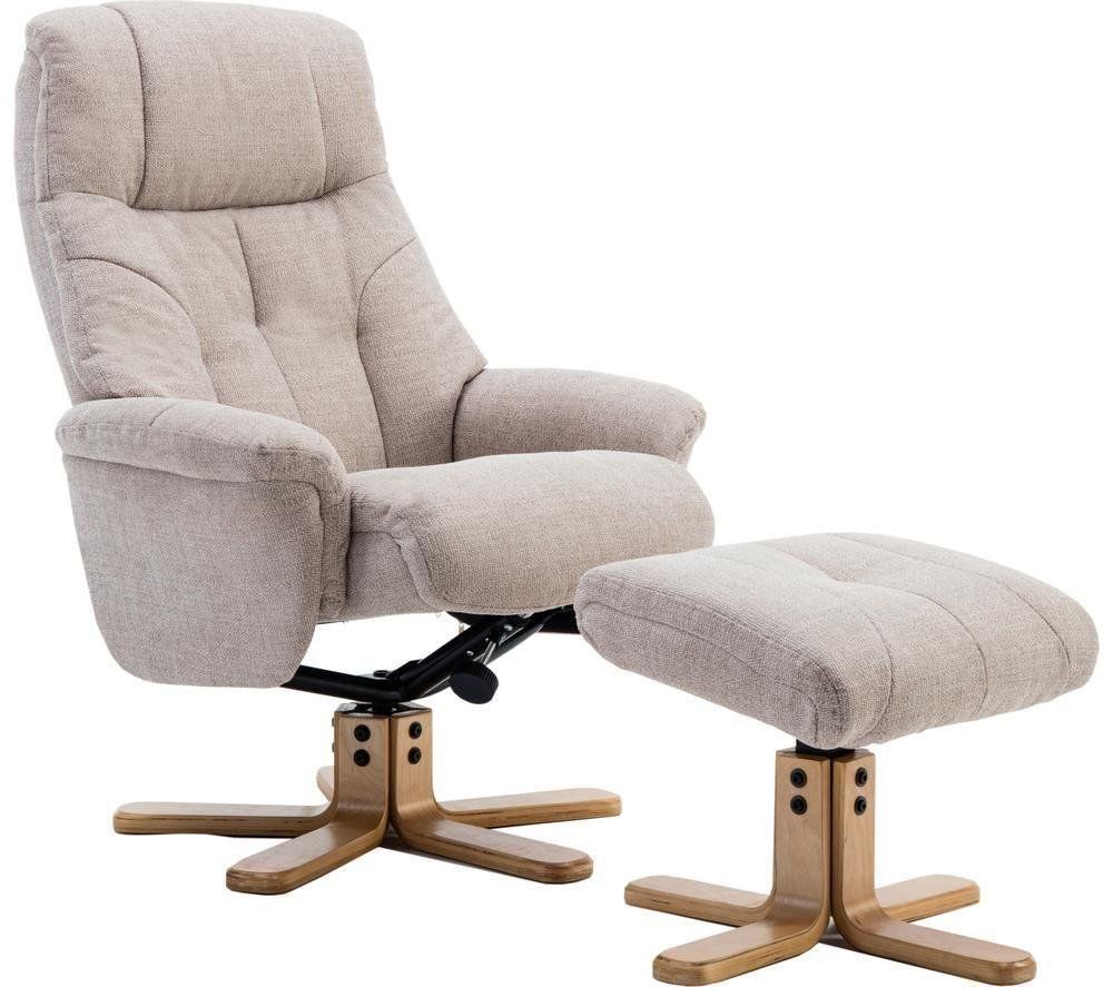 TEKNIK Denver Luxury Fabric Reclining Executive Chair with Footstool - Oatmeal - Image 1