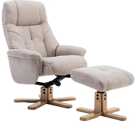 TEKNIK Denver Luxury Fabric Reclining Executive Chair with Footstool - Oatmeal