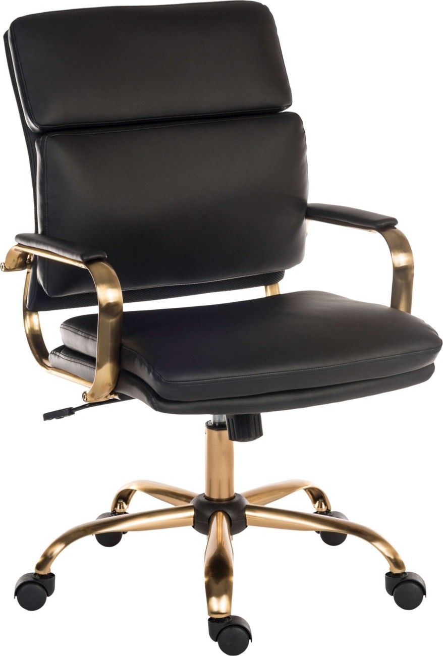 TEKNIK Vintage Faux-Leather Tilting Executive Chair - Black & Brass - Image 1