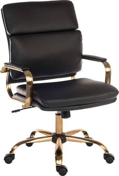 TEKNIK Vintage Faux-Leather Tilting Executive Chair - Black & Brass