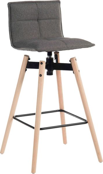 TEKNIK Spin 6977GREY Fabric & Metal Bar Stool Chair - Grey & Light Wood