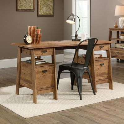 TEKNIK 5424127 Executive Trestle Desk - Vintage Oak