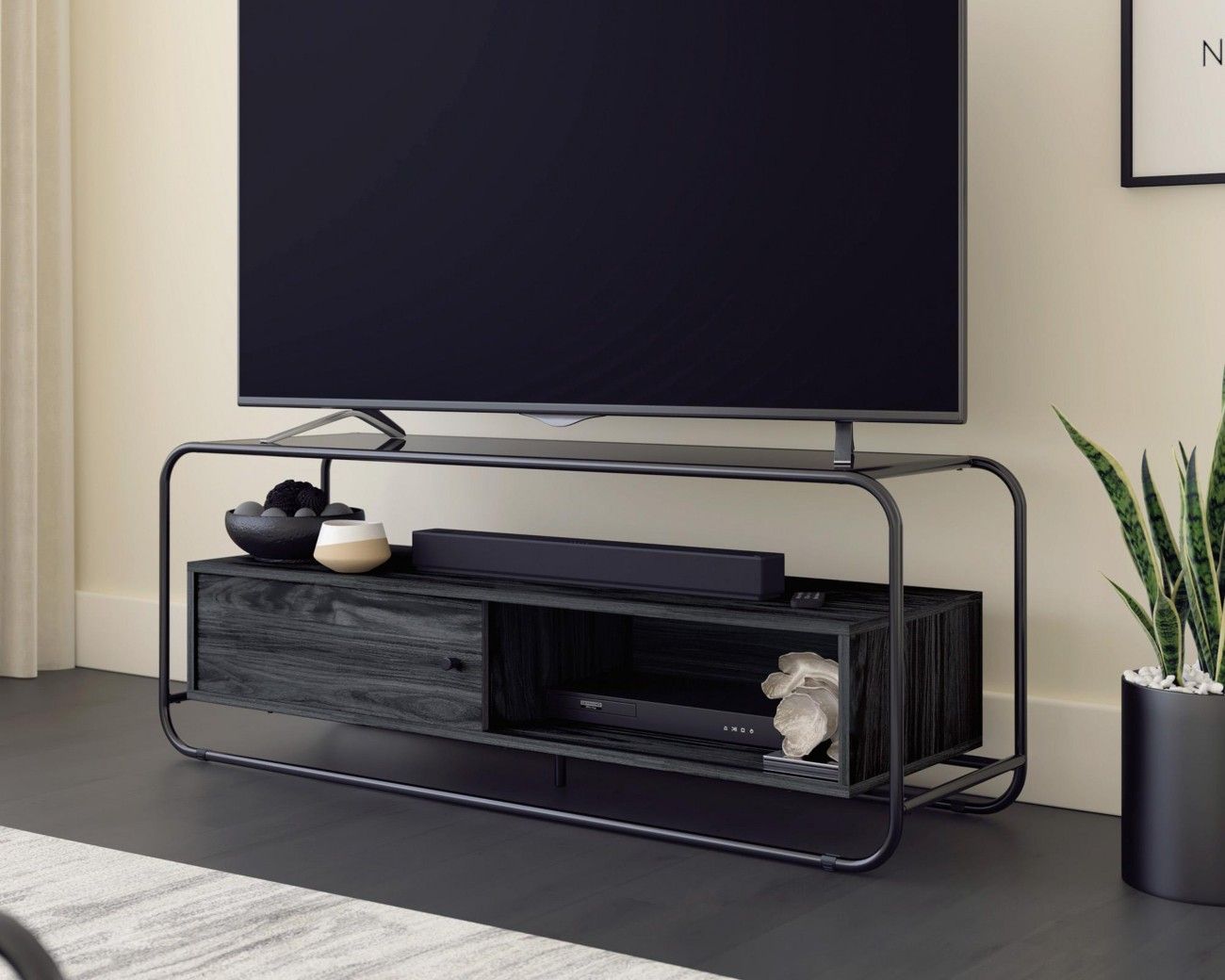 TEKNIK Metro 1300 mm TV Stand - Black & Elm, Black - Image 1