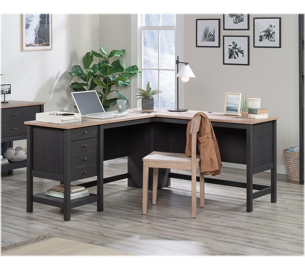 Shaker Style L-Shaped Desk Raven Oak - Raven Oak - Image 1