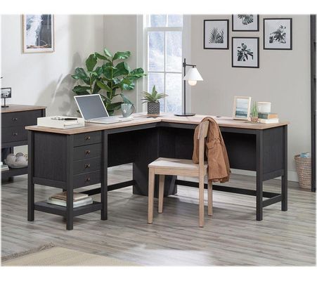 Shaker Style L-Shaped Desk Raven Oak - Raven Oak