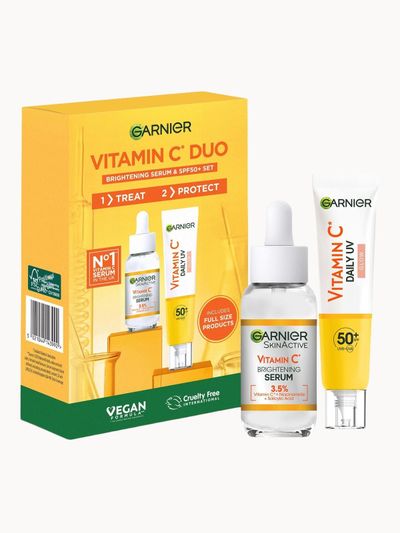 Garnier Women's Vitamin C* Brightening Routine - Serum + Daily UV Glow Fluid