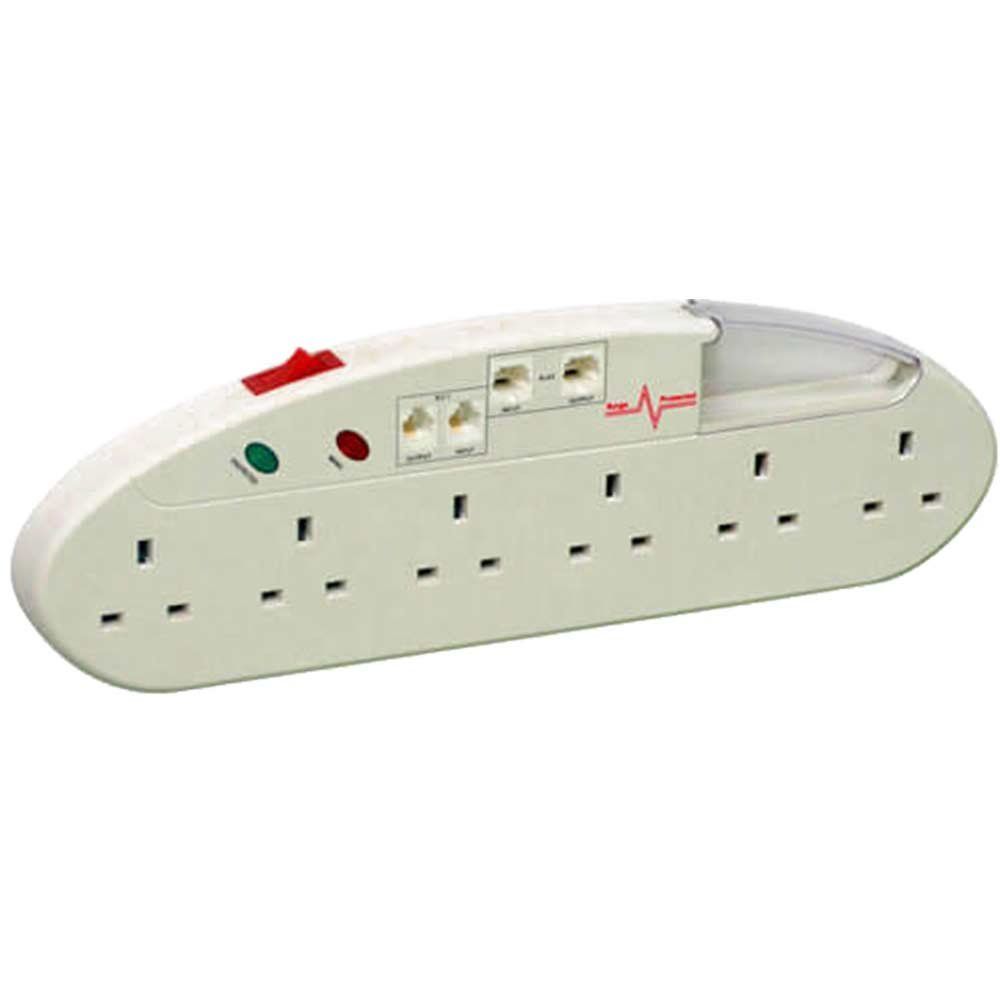 Extension Lead 6 Socket Surge Protected 240v 2m - Image 1