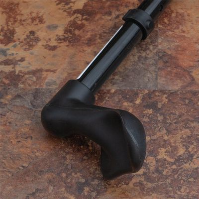 Ergonomic Carbon Black Gloss Walking Stick - Black Gloss / Right Hand