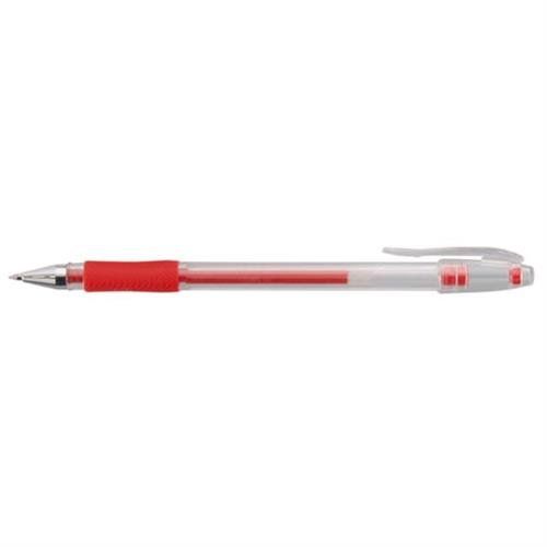 ValueX Gel Stick Pen Rubber Grip Rollerball Pen 0.5mm Line Red (Pack 10) - K2-02 - Image 1