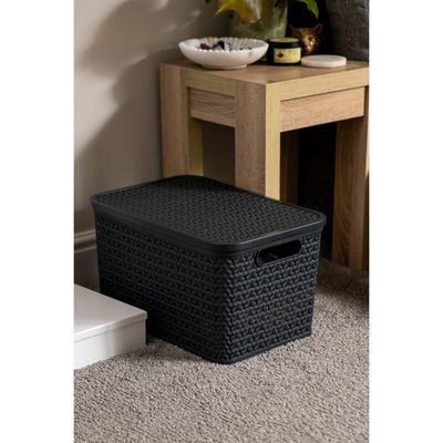 Strata Large Urban Store Basket with Lid 24L Charcoal Grey XW124-CHA-VW