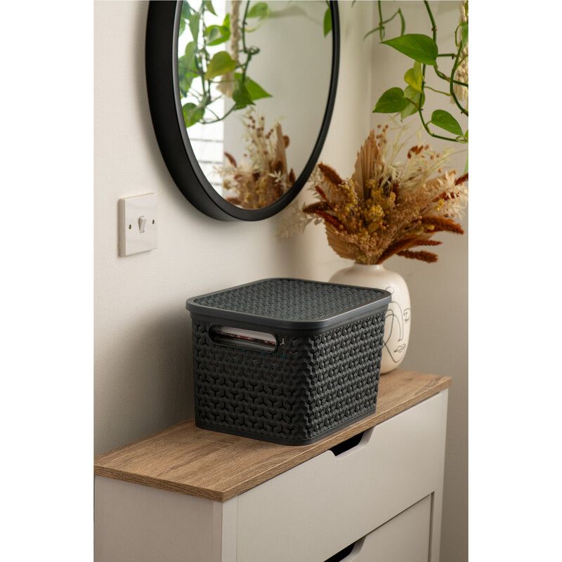Strata Medium Urban Store Basket with Lid 14L Charcoal Grey XW123-CHA-VW - Image 1