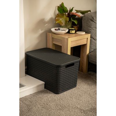 Strata Extra Large Basket with Lid 42L Charcoal Grey XW131-CHA-VW