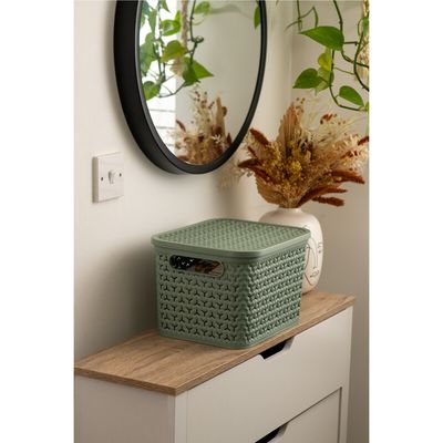 Strata Medium Urban Store Basket with Lid 14L Green XW123-LPG-VW