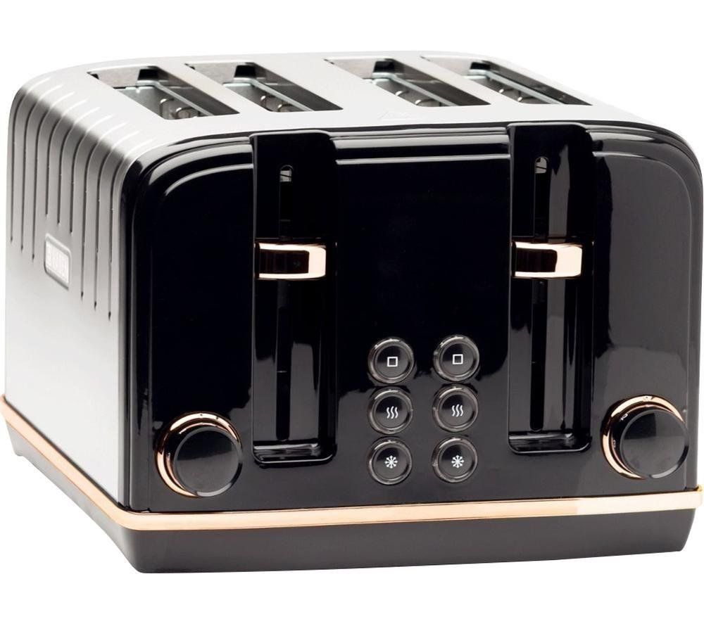 HADEN Salcombe 191168 4-Slice Toaster - Black & Copper, Black - Image 1