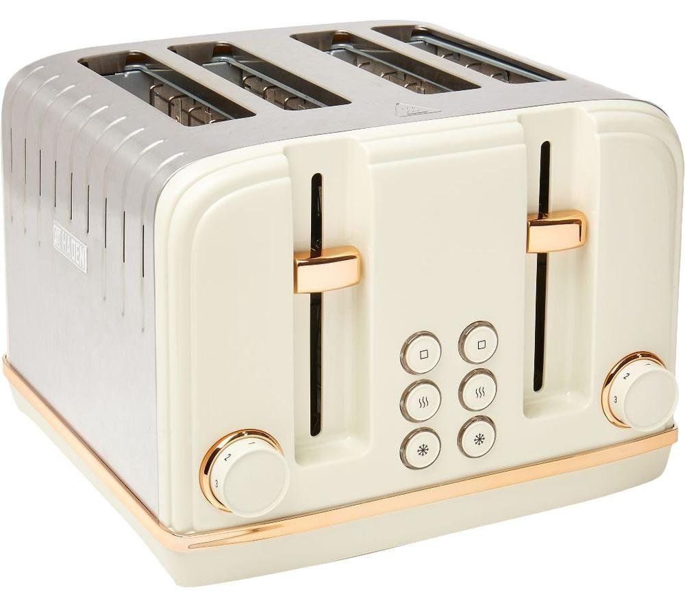 HADEN Salcombe 198785 4-Slice Toaster - Cream & Copper, Cream - Image 1