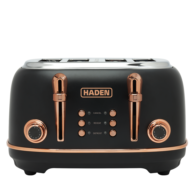 HADEN Heritage 205377 4-Slice Toaster - Black & Copper, Black - Image 1