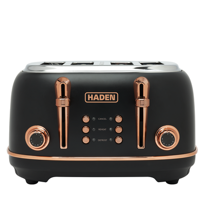 HADEN Heritage 205377 4-Slice Toaster - Black & Copper, Black