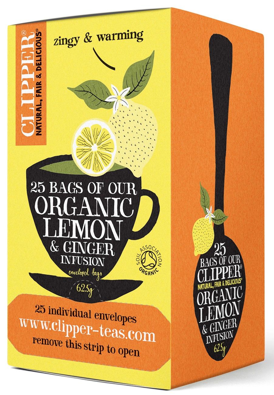 Clipper Fairtrade Organic Lemon + Ginger Tea Bags (Pack of 25) CTN627 - Image 1