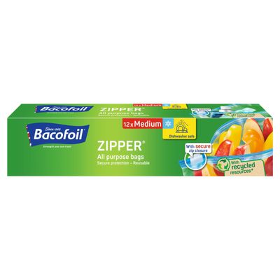 Bacofoil Zipper All Purpose Bags 3L Medium Pack of 12 - Thumbnail 2