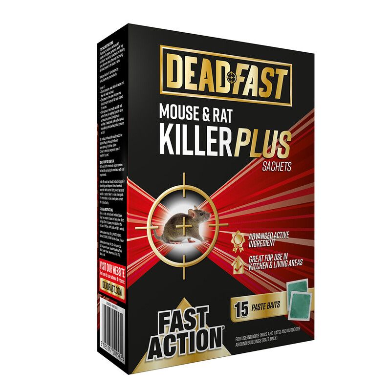 Deadfast Mouse and Rat Killer Plus Rodent Control Poison 15 Sachets - Green - Image 1