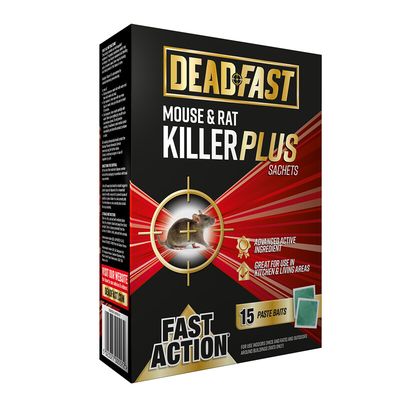 Deadfast Mouse and Rat Killer Plus Rodent Control Poison 15 Sachets - Green